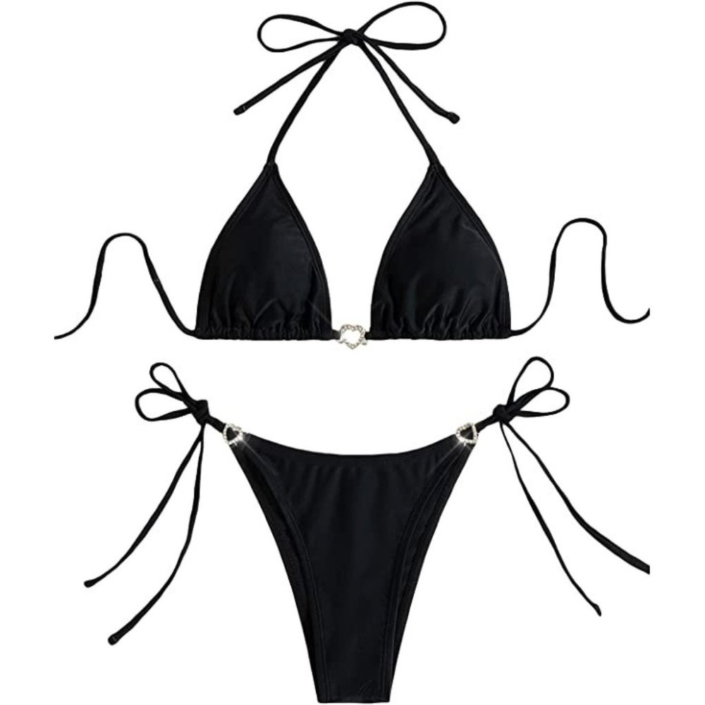 NEW Sparkling Bling Crystal Rhinestone Heart Bikini Swimsuit Beachwear +… - Picture 5 of 9